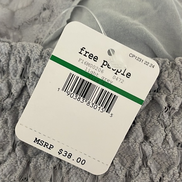 FREE PEOPLE FP One Adella Lace Bralette in light gray. Size large new with tags - Picture 8 of 15